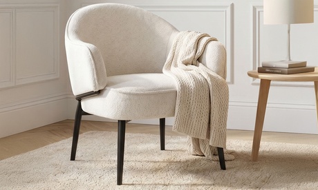 groupon Fauteuil en tissu orange avec pieds en métal noir - ZOE, Orange