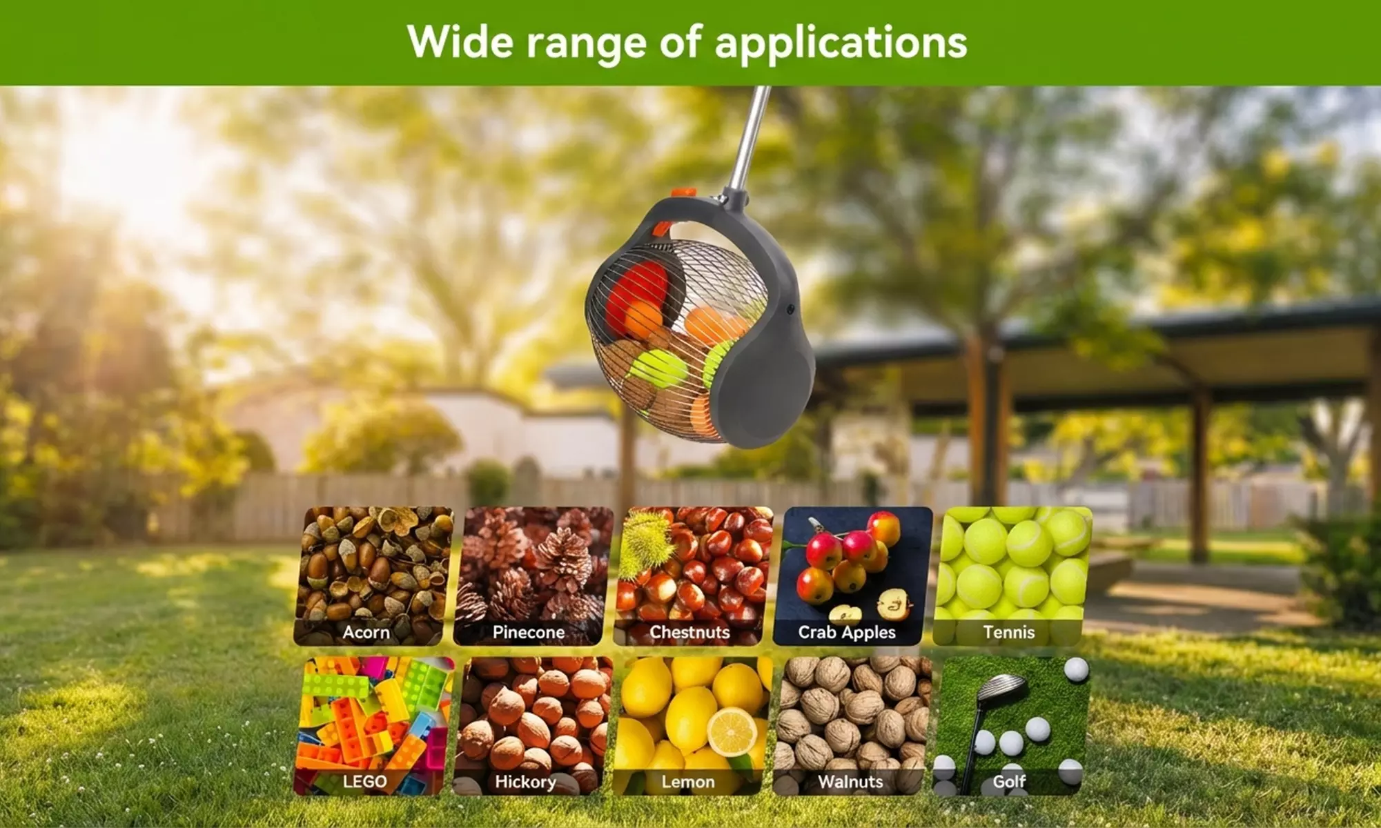 Recolector de frutas y objetos con mango telescópico, de Boudech