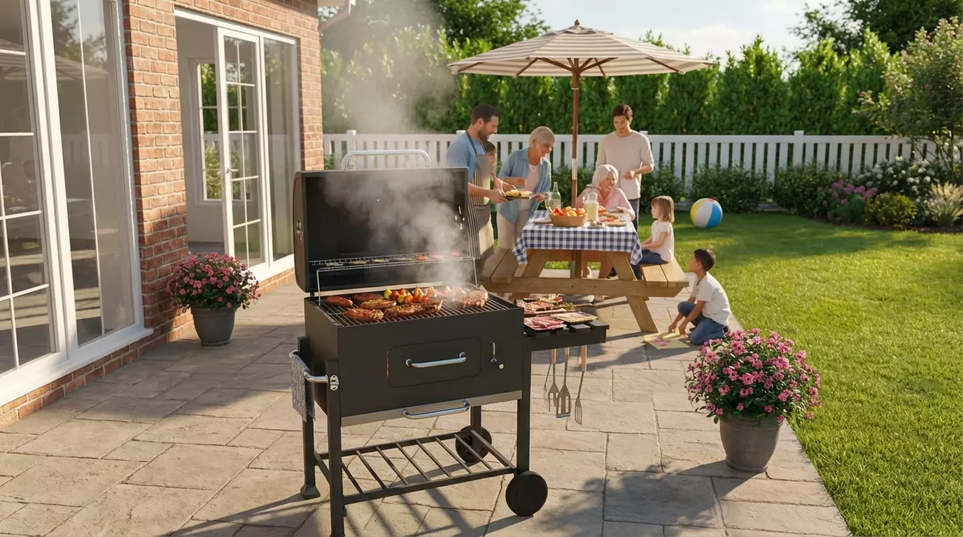 Barbecue a carbone professionale con coperchio