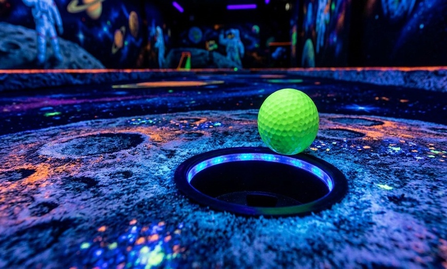 Image 2: Blacklight Space-Themed Mini Golf Adventure