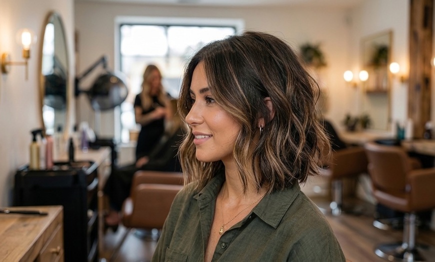 Image 1: Fresh Haircut & Style with Conditioning or Tinsel/Braid