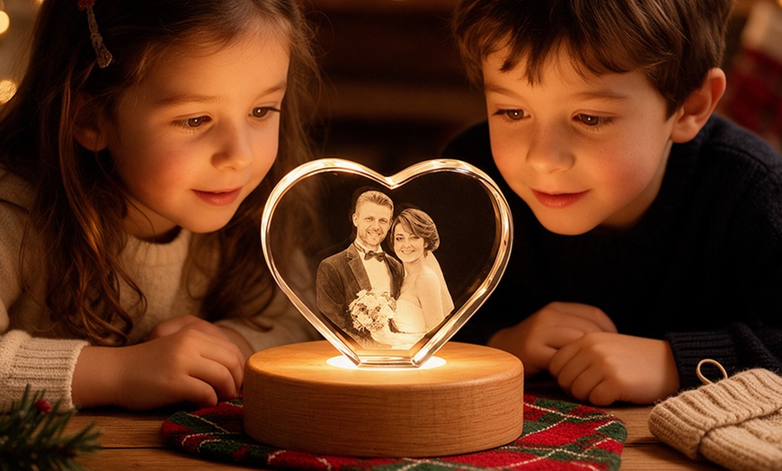 Image 9: Custom 3D Photo Engraved Crystal with Optional LED Light Base 