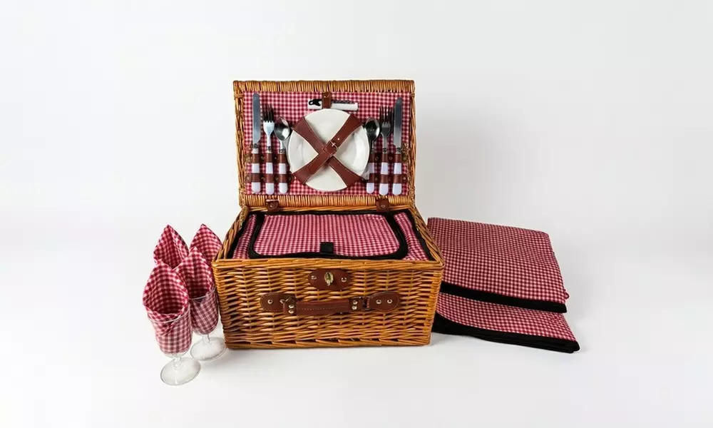Picknickkorb-Set für bis zu 4 Personen mit umfangreicher Ausstattung - Primary Image