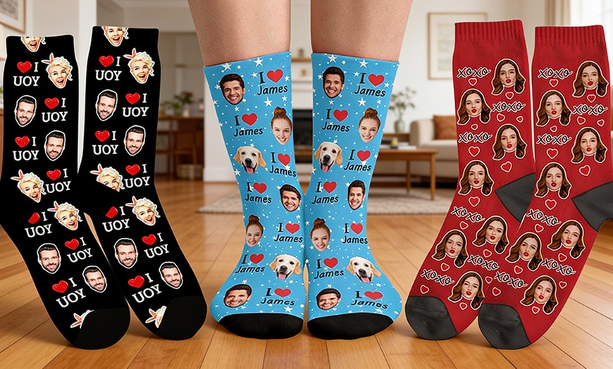 Image 6: Custom Photo Socks from Justyling — Perfect Graduation Gift (Up to 85% Off)
