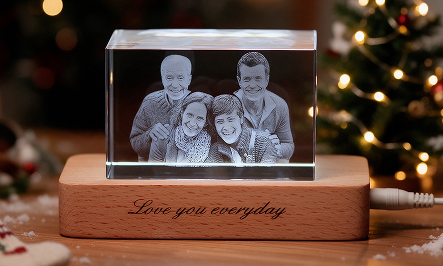 Image 5: Custom 3D Photo Engraved Crystal with Optional LED Light Base 