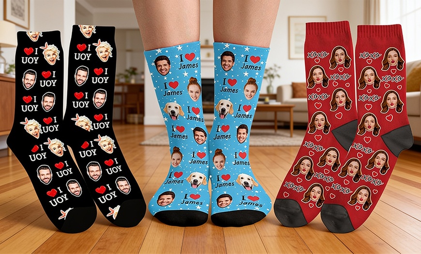 Image 4: Custom Photo Socks from Justyling — Perfect Graduation Gift (Up to 81% Off)