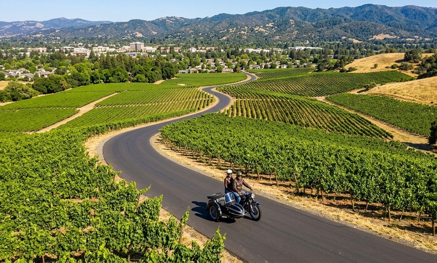 Image 2: 2.5 hour ''Vintage Motorcycle Sidecar Scenic Wine Tour for 2, 4, or 6