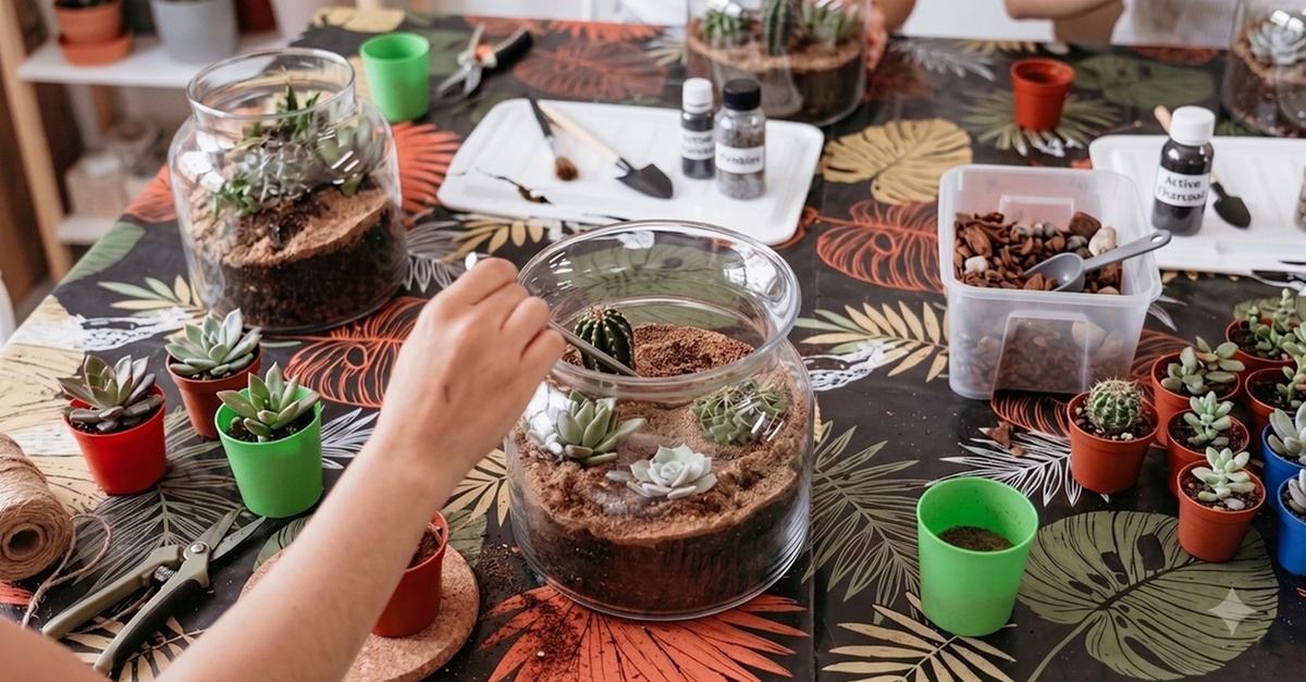 Taller para crear un terrario desértico en Barcelona