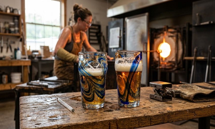 Image 2: Glass-Blowing, Wine or Beer Glass-Blowing, or Traditional Vase & More