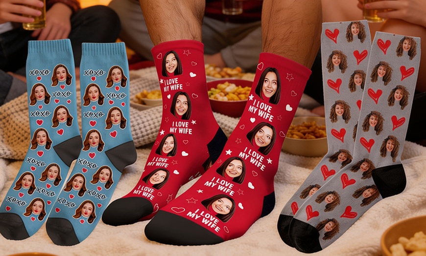 Image 7: Custom Photo Socks from Justyling — Perfect Graduation Gift (Up to 85% Off)