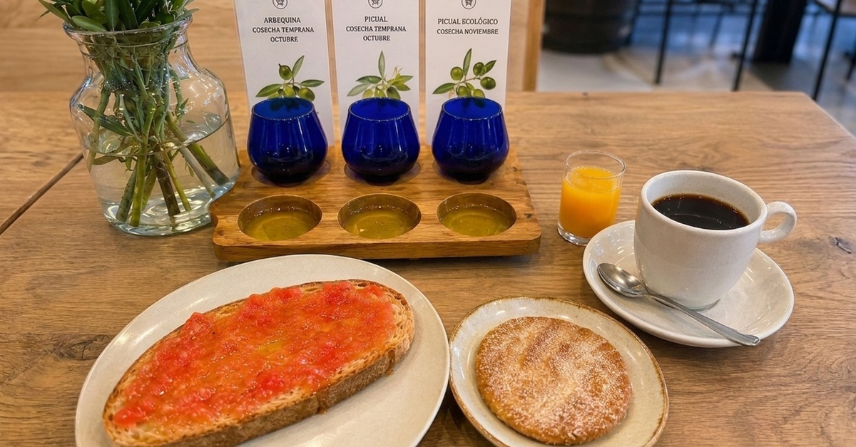 Desayuno español con cata de tres aceites de oliva en Madrid