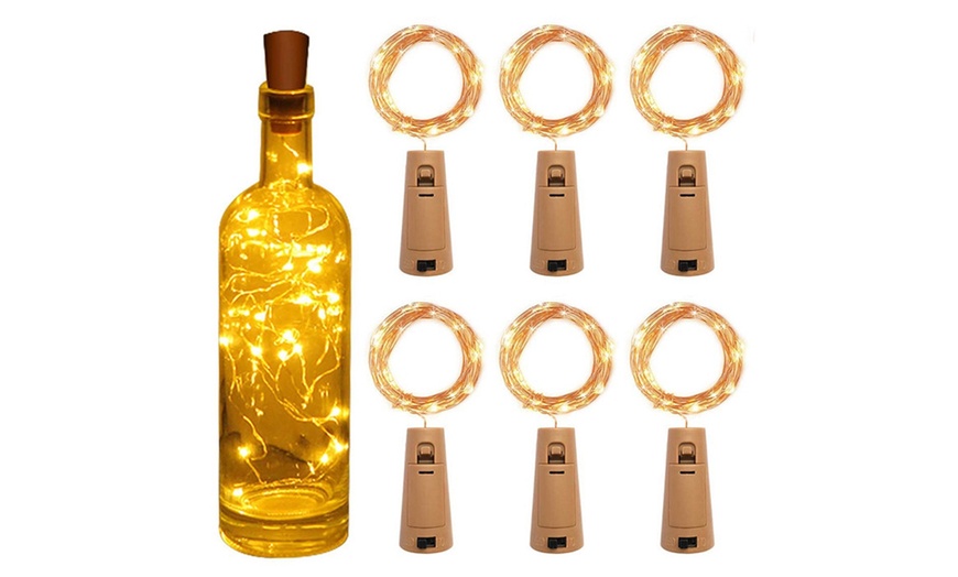 Image 2: 6 Pack 20 LED Wine Bottle Cork Lamp Fairy String  Lights for DIY Wedding Party