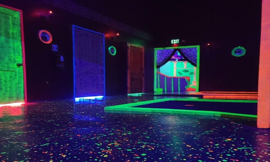 Image 3: One Round of Blacklight Mini Golf with an Arcade Game Card