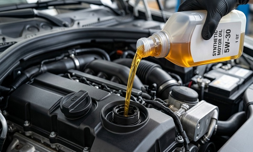 Image 2: Full Synthetic or Synthetic Blend Oil Change for Engine Car