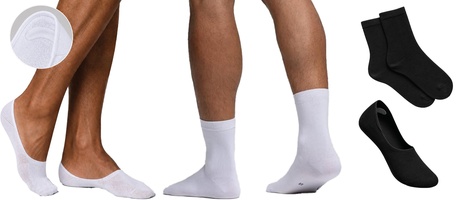 Pompea Calza Uomo Cotone Pompea Art.1949 Ass(4bianco+4blu) 8 pezzi 43,46, White