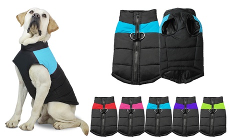 Waterproof Windproof Dog Cold Weather Warm Vest Jacket Coat with Zipper & D-Ring Pink in rgb | One Size