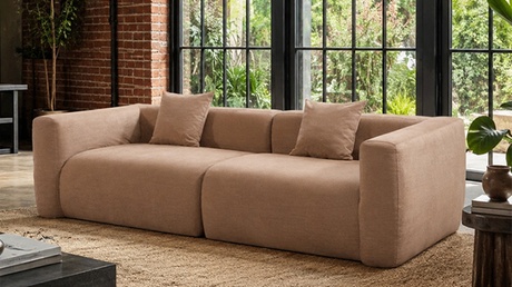 Kocoon JUMBO - Canapé compressé 4 places en tissu effet laine texturée vert, Green