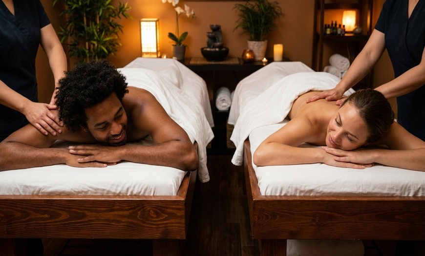 Image 2: 60 or 90 Minute Couples or Fusion Massage w/ Hot Towels and Hot stones
