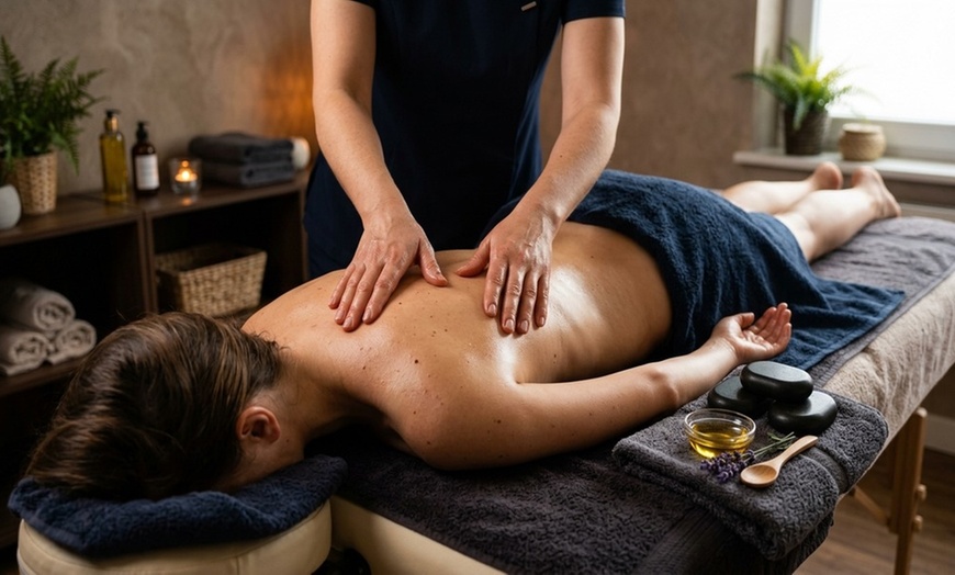Image 5: Solo or Couples: 75-Min Full Body Massage with Hot Stone Back Scrub
