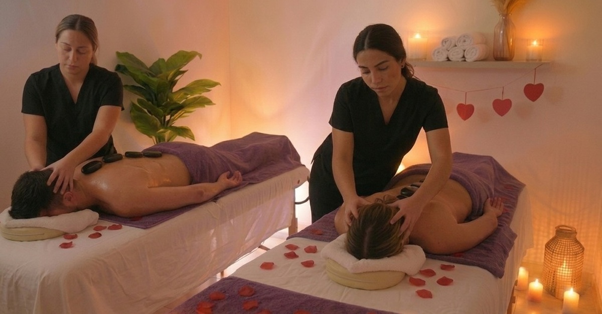Masaje para parejas con piedras calientes y aromaterapia en Valencia