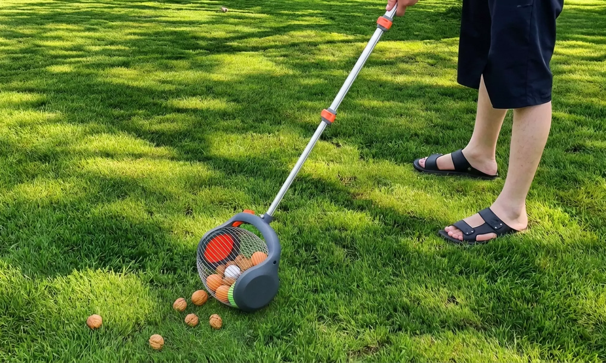 Rouleau ramasse-fruits Boudech avec manche télescopique réglable