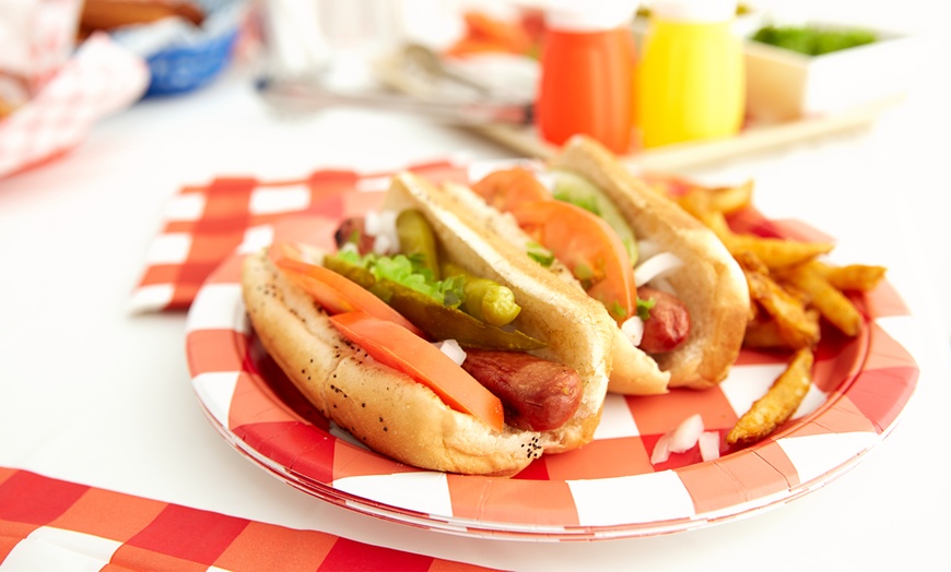 Image 1: Two Mini Hot Dogs, Chips and Drink