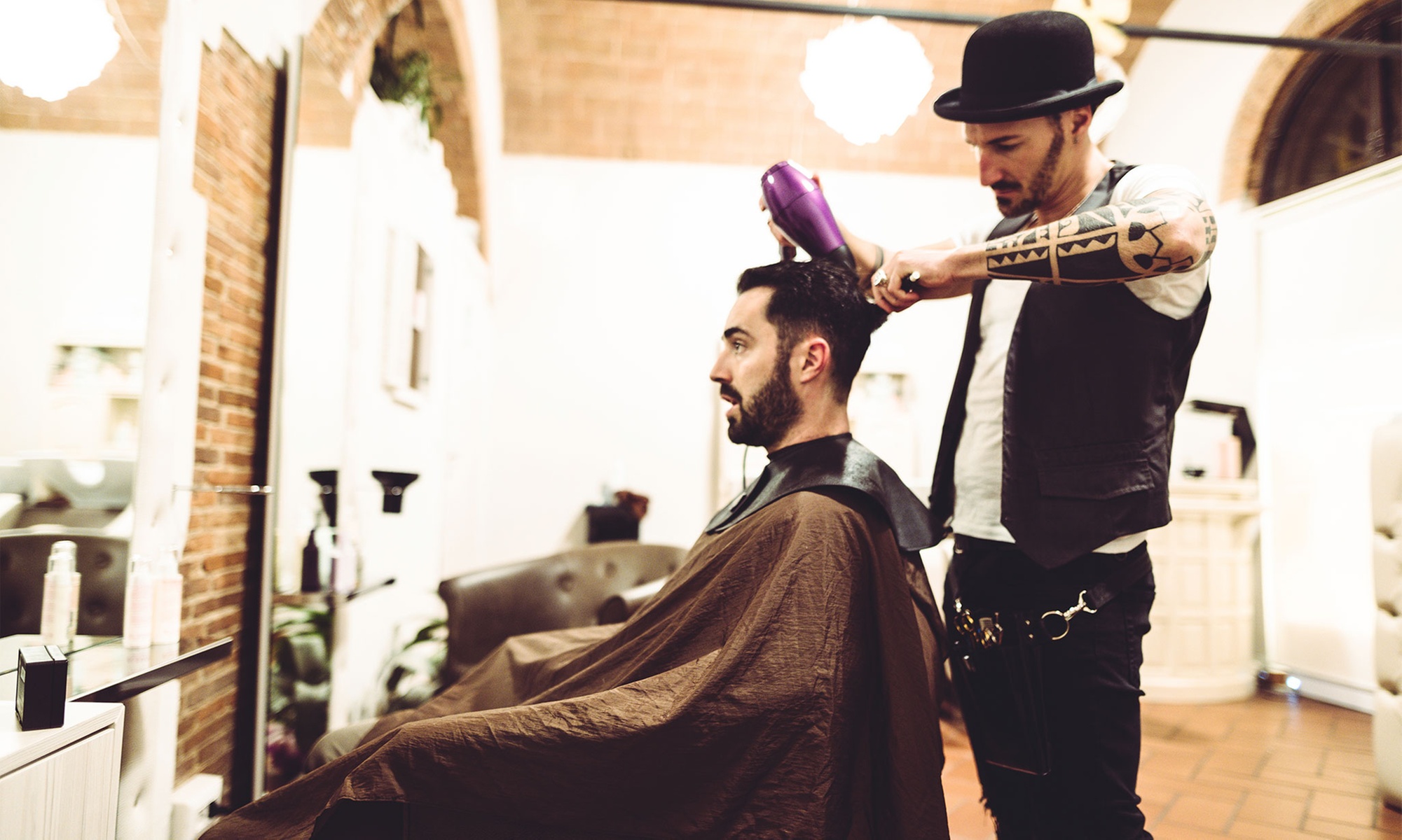 1 Men Haircut w/ Shampoo, Face Hot Towel, Shoulder Massage and More