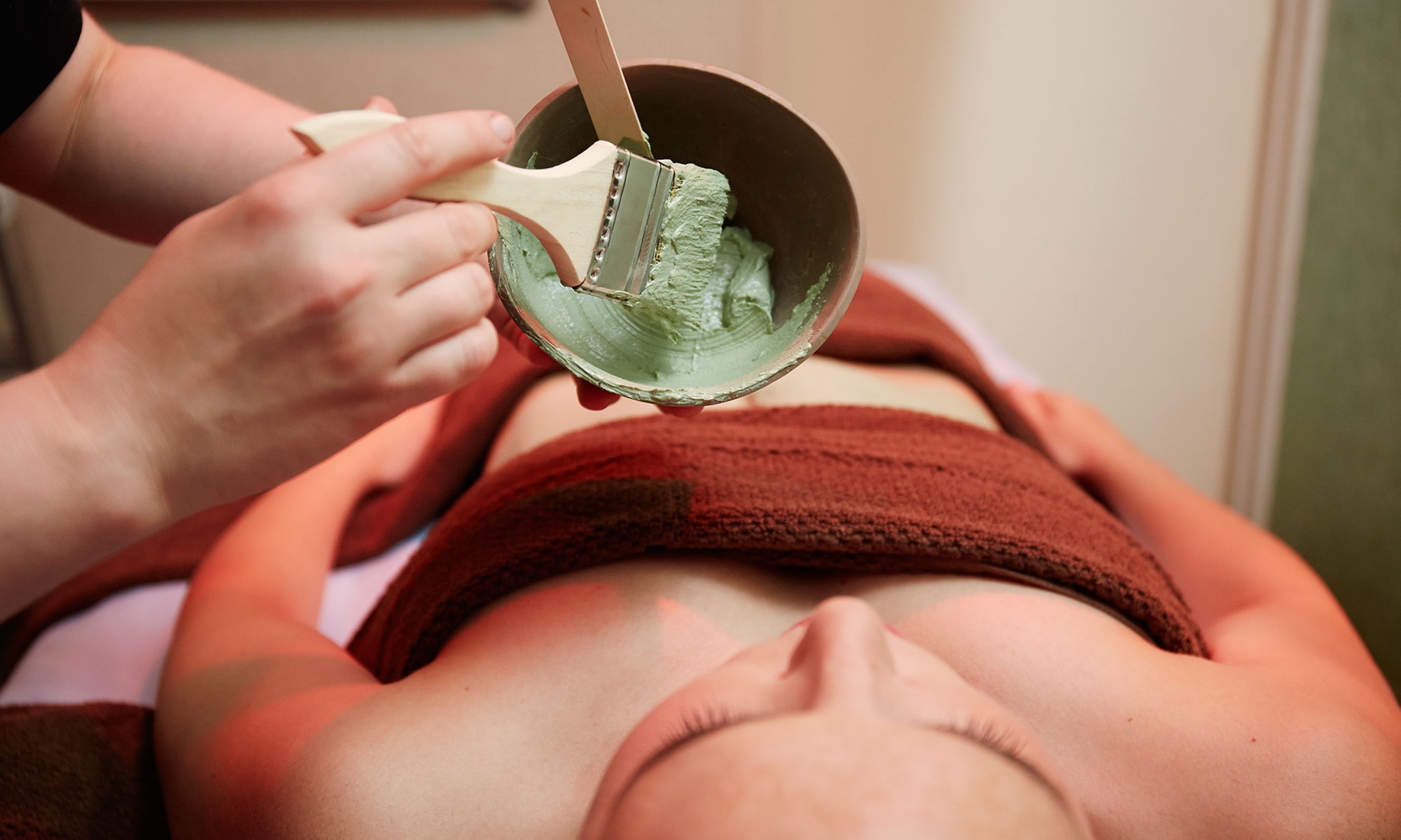 Relax with a body scrub and full-body mask treatment