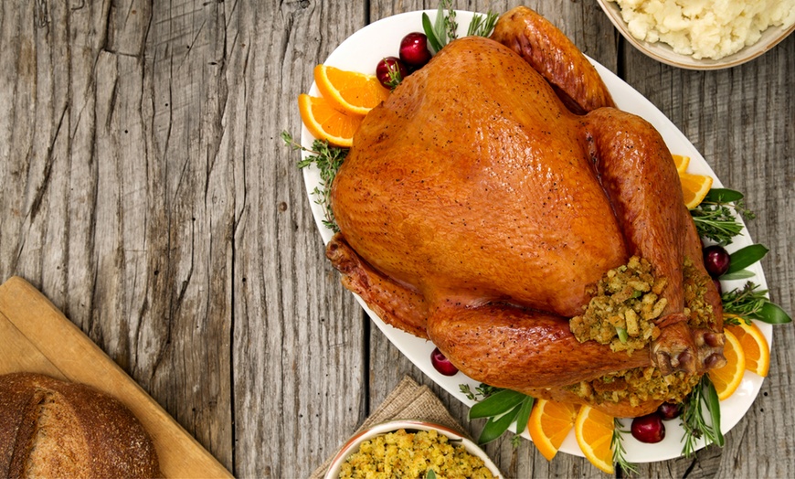 Image 1: Delight with 5–6 kg Golden Roast Turkey with Side Dishes