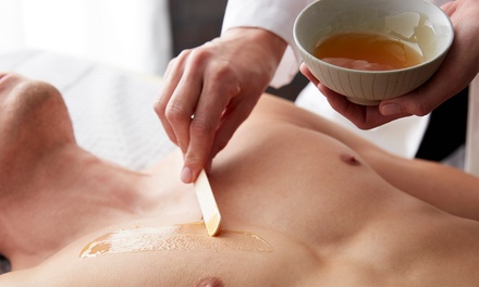 One Men's Back, Shoulder and Half Arm Waxing Session - Threading Point Salon