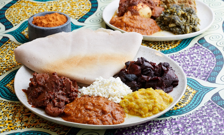 Image 1: Ethiopian Feast For 1, 2 or 4: Starter, Main, Dessert & Beer or Wine