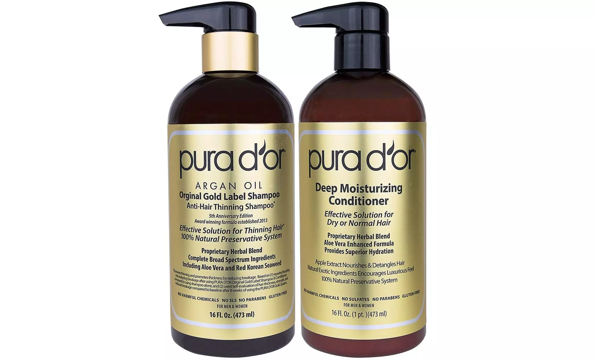 Pura D'Or Gold Label Anti-Hair Loss Shampoo, Conditioner, or Set (16 Fl. Oz.) - Primary Image