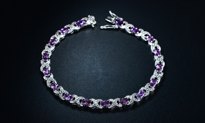 Diamond And Amethyst Bracelet Best Bracelets Genuine African Amethyst Diamond Accent X Link Tennis Bracelet