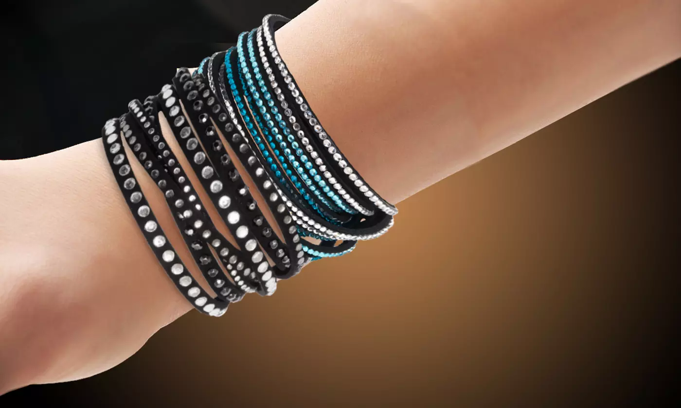 One- or Two-Piece Austrian Crystal Wrap Bracelets - Primary Image