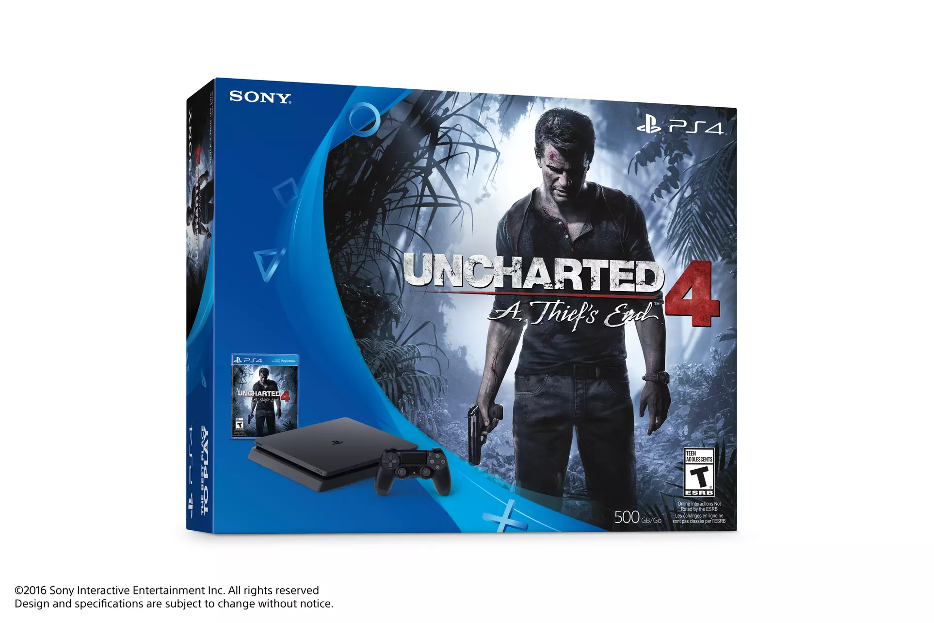 Sony Playstation 4 Slim 500GB Console with DualShock 4 Controller and Uncharted 4 - Primary Image