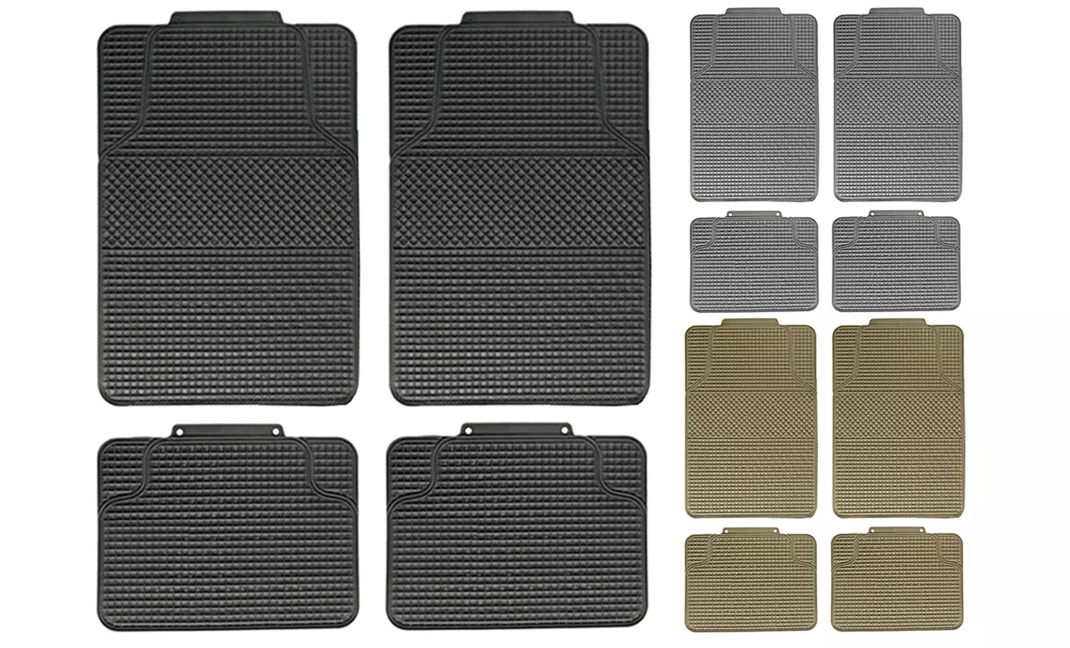 Stain-Resistant Checker Style Rubber Floor Mats (4-Piece) - Primary Image