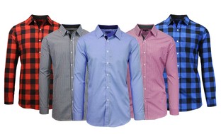 Men's Slim Fit Plaid Woven Shirts