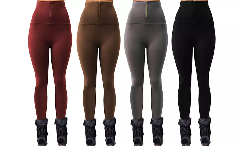 Juniors' Zippered High-Waist Fleece-Lined Leggings (4-Pack) - Second Medium