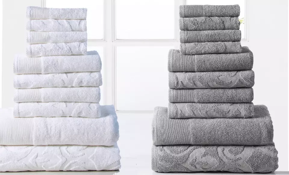 10-Piece 100% Egyptian Cotton Jacquard Towel Set - Primary Image