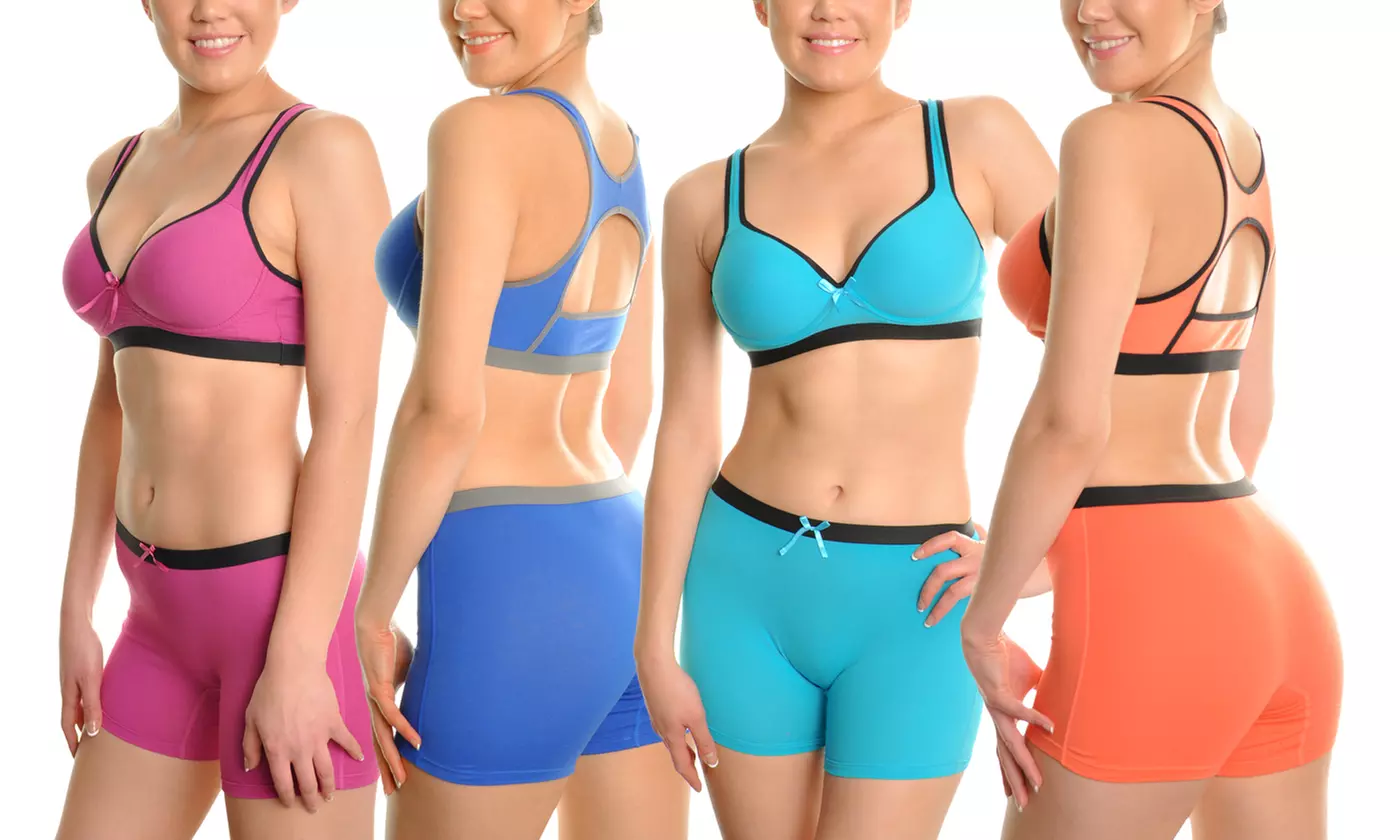 Angelina Keyhole Racerback Sports Bras or Boxer Shorts (6-Pack) - Primary Image