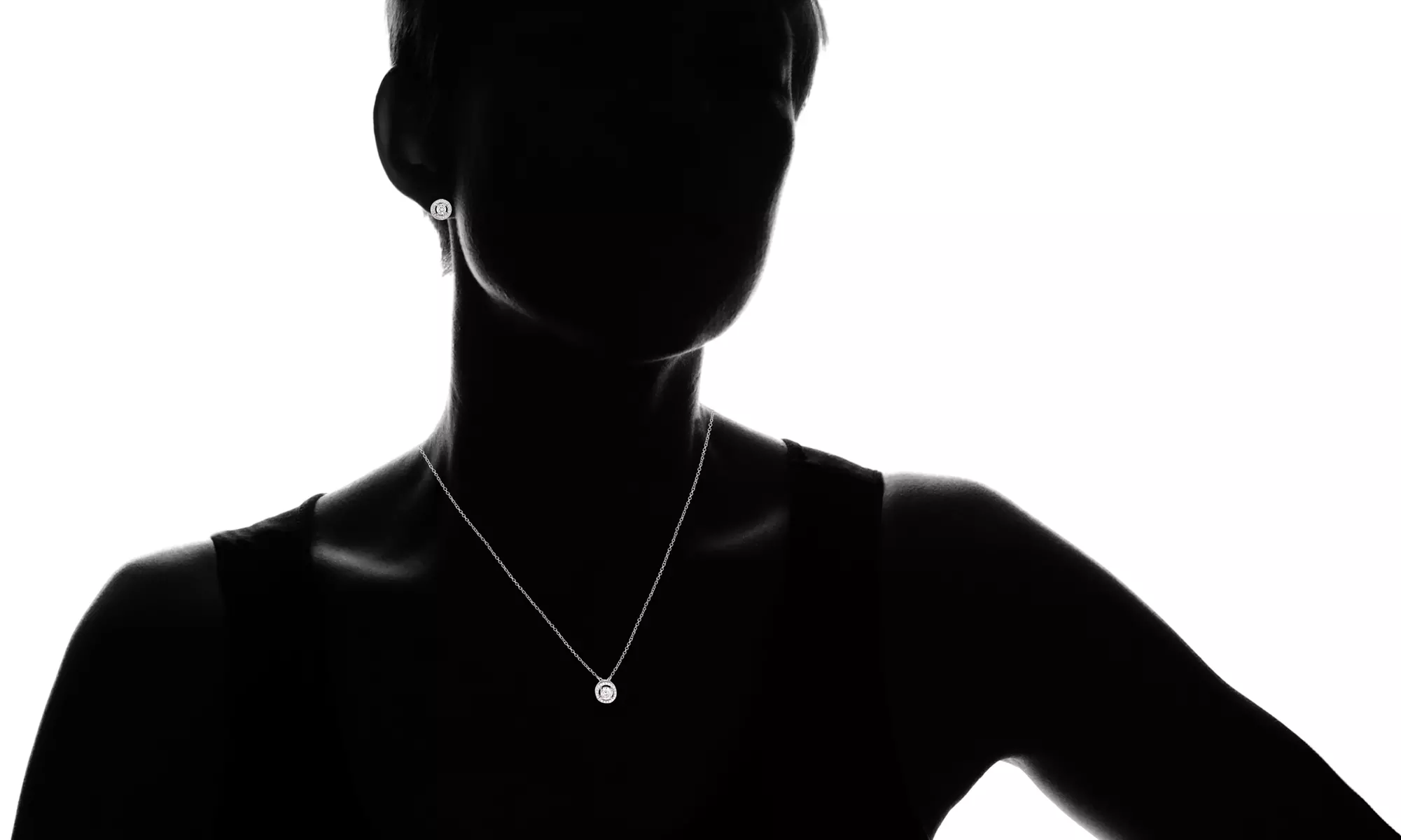 Pendant and Earrings Set with Swarovski Elements Crystals in 18K White Gold Plated Sterling Silver - Second Medium