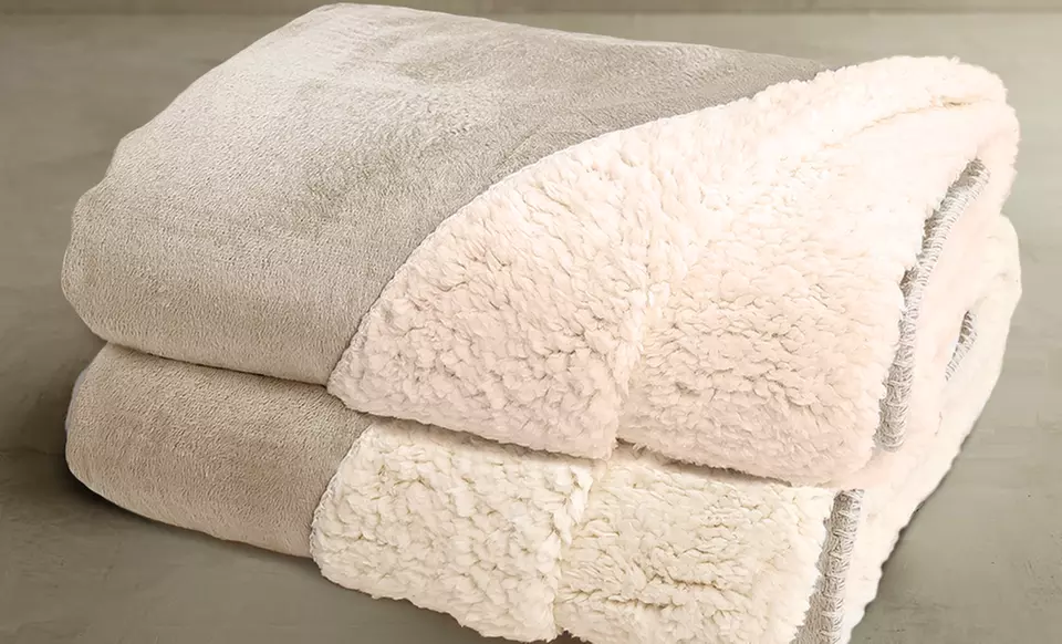 2-Pack of Reversible Sherpa Throws - Primary Image