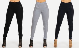 Junior Women's Slim Stretchy High-Waist Pants