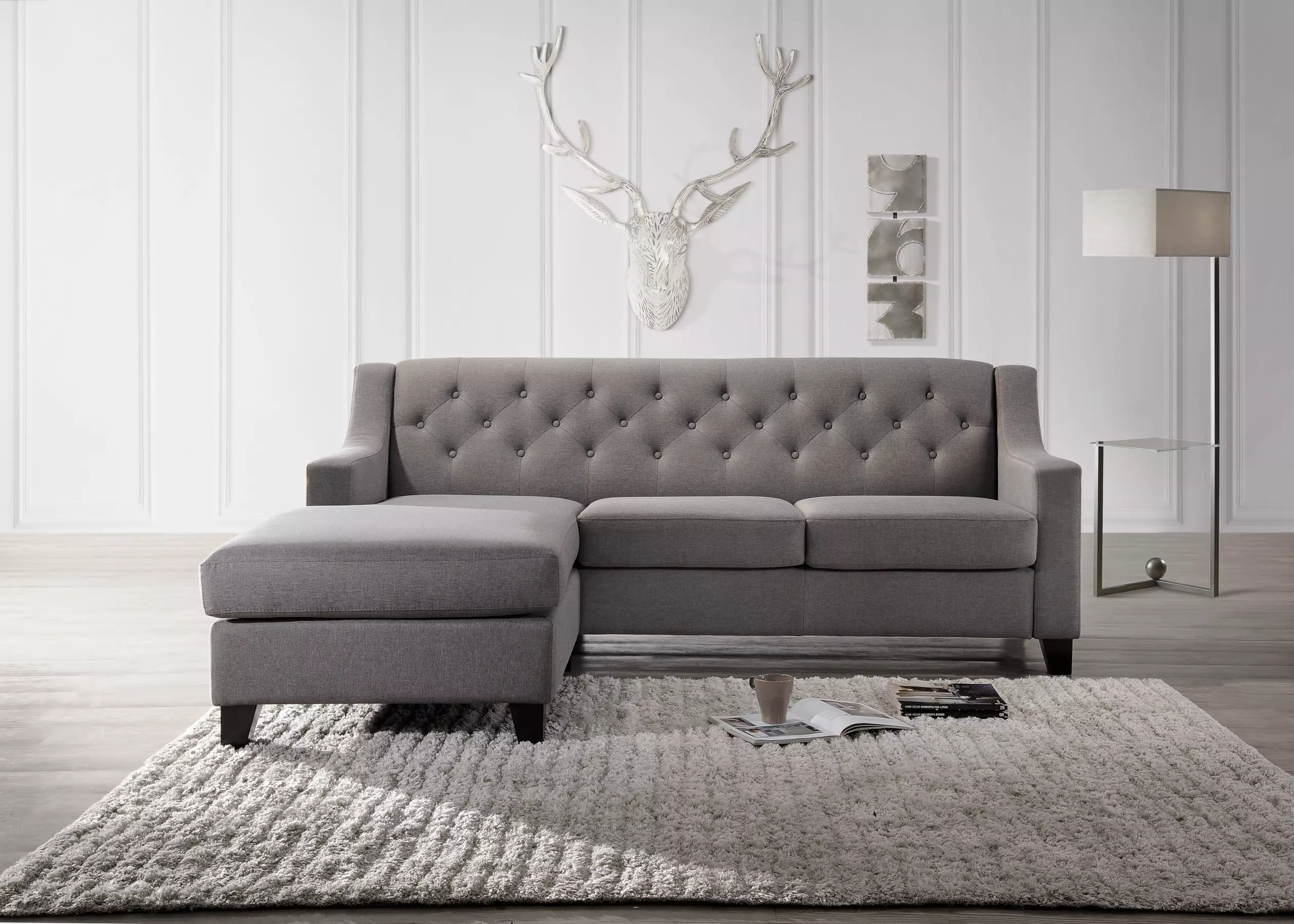 Arcadia Fabric Upholstered Button-Tufted Sectional (2-Piece) - Primary Image