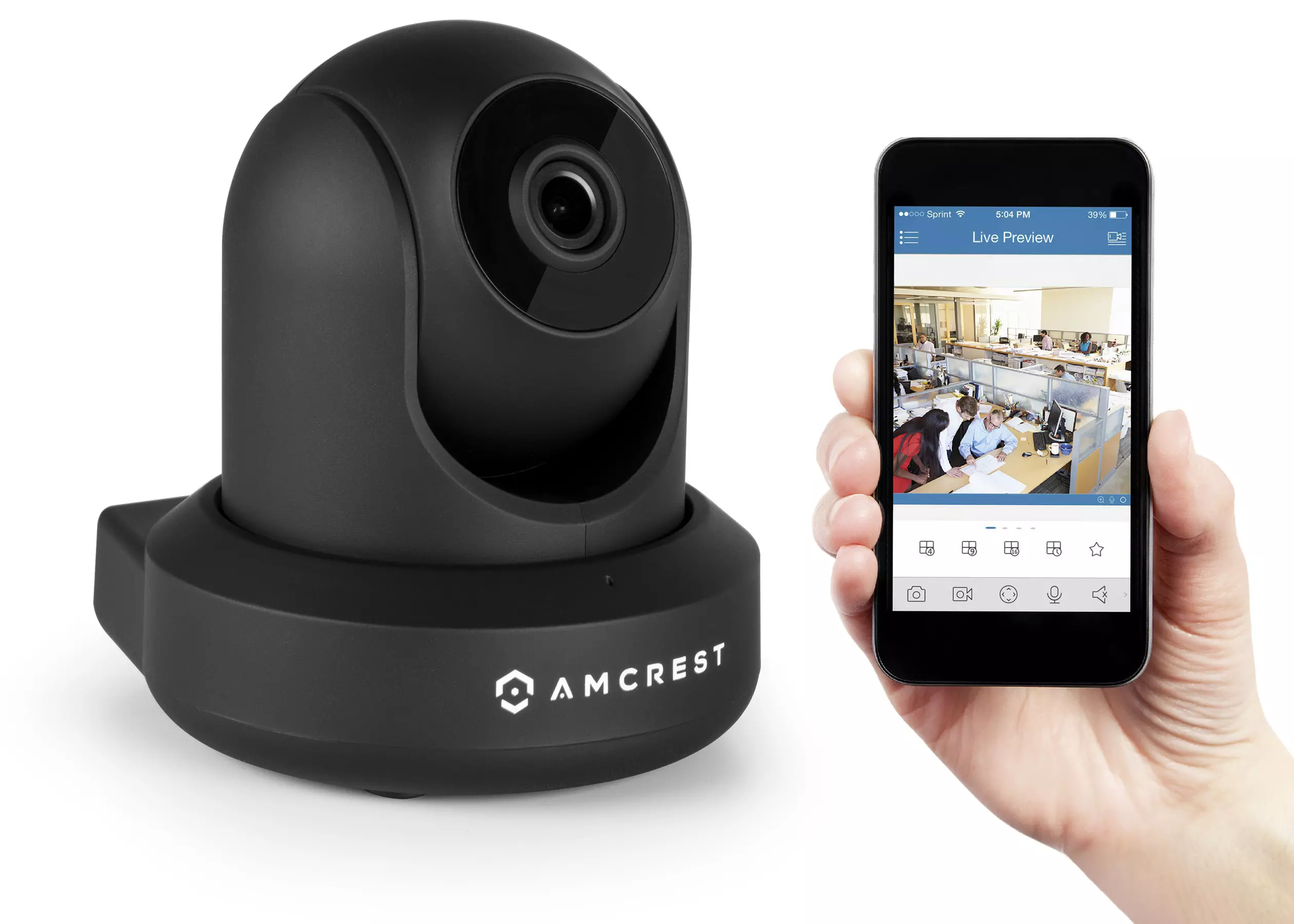 Amcrest 1080p Full HD Video Monitoring Security Wireless IP Camera with WiFi, Pan/Tilt, and Two-Way Audio - Primary Image
