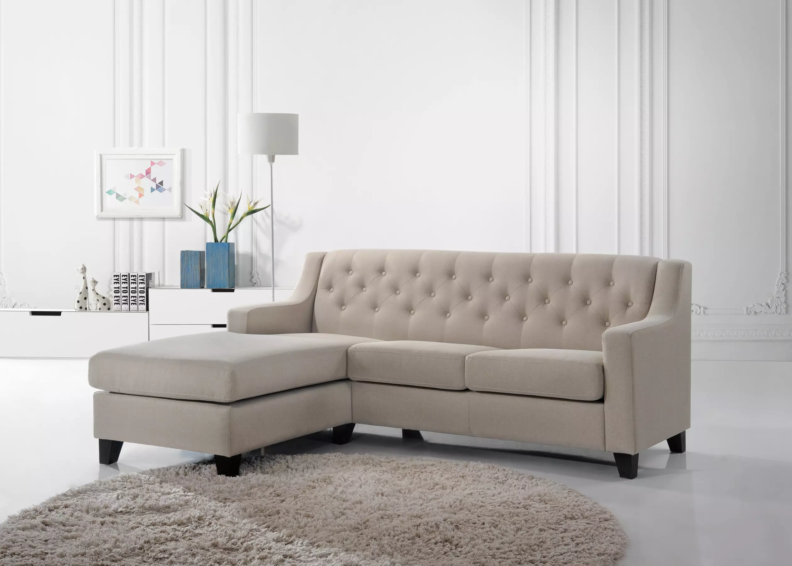 Arcadia Fabric Upholstered Button-Tufted Sectional (2-Piece) - Second Medium