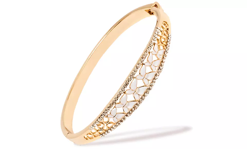 Swarovski Elements Filigree Butterfly Bangle in 18K Gold Plated Brass - Primary Image
