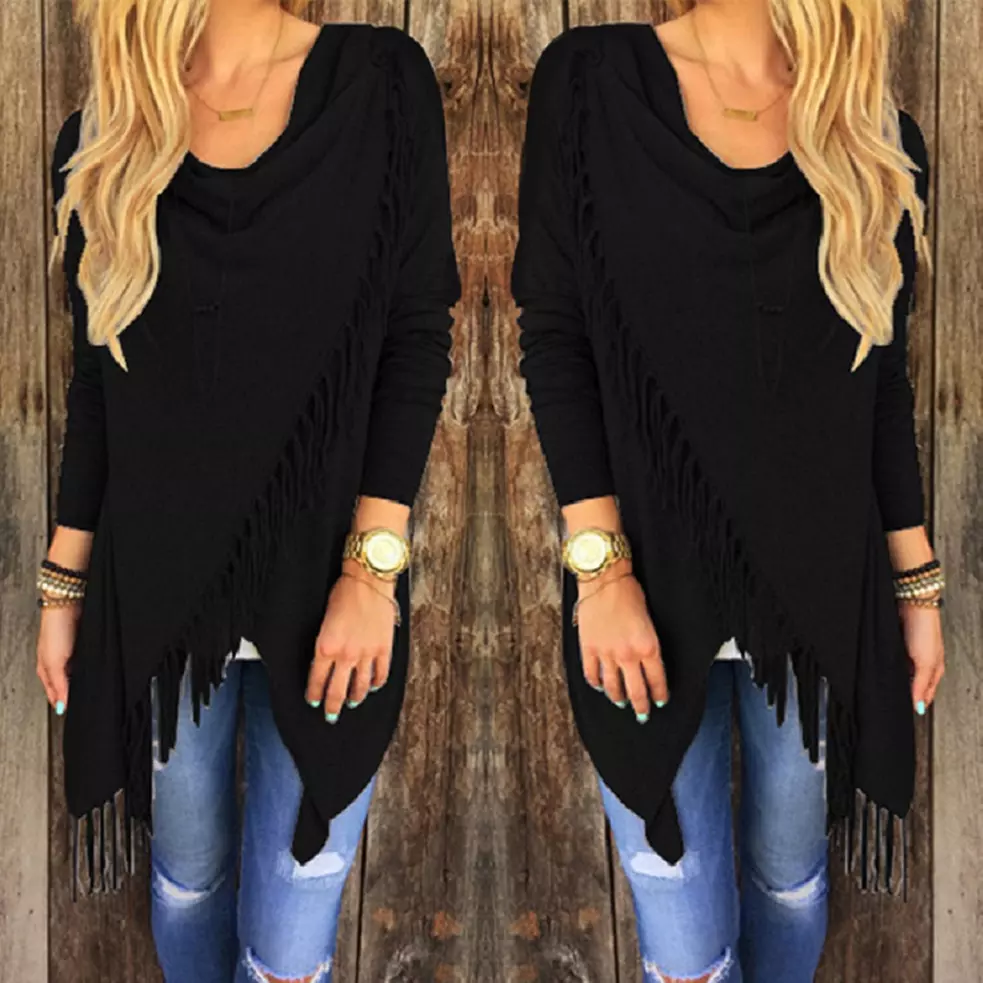 Women's Long-Sleeve Fringe Top - Second Medium