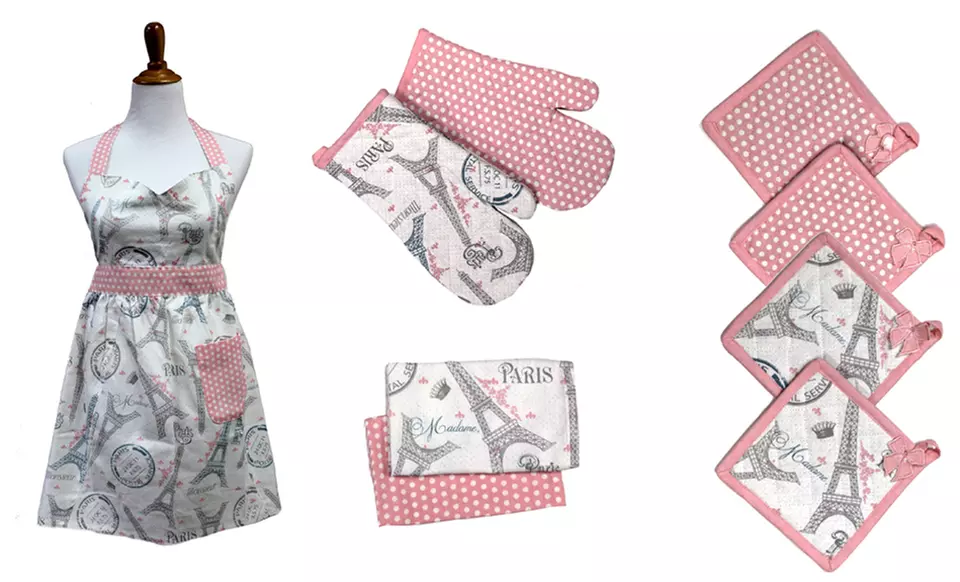 9-Piece 100% Cotton Apron and Baking Accessories Set - Primary Image