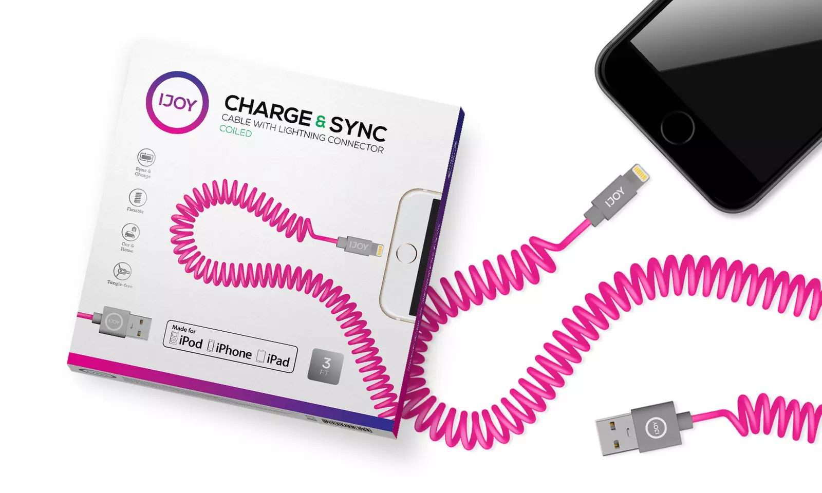 IJOY Coiled MFI Lightning Cable (2-Pack) - Primary Image